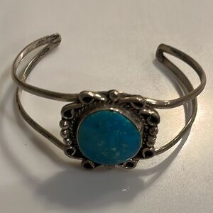 Sterling Silver Cuff Bracelet with Turquoise Stone